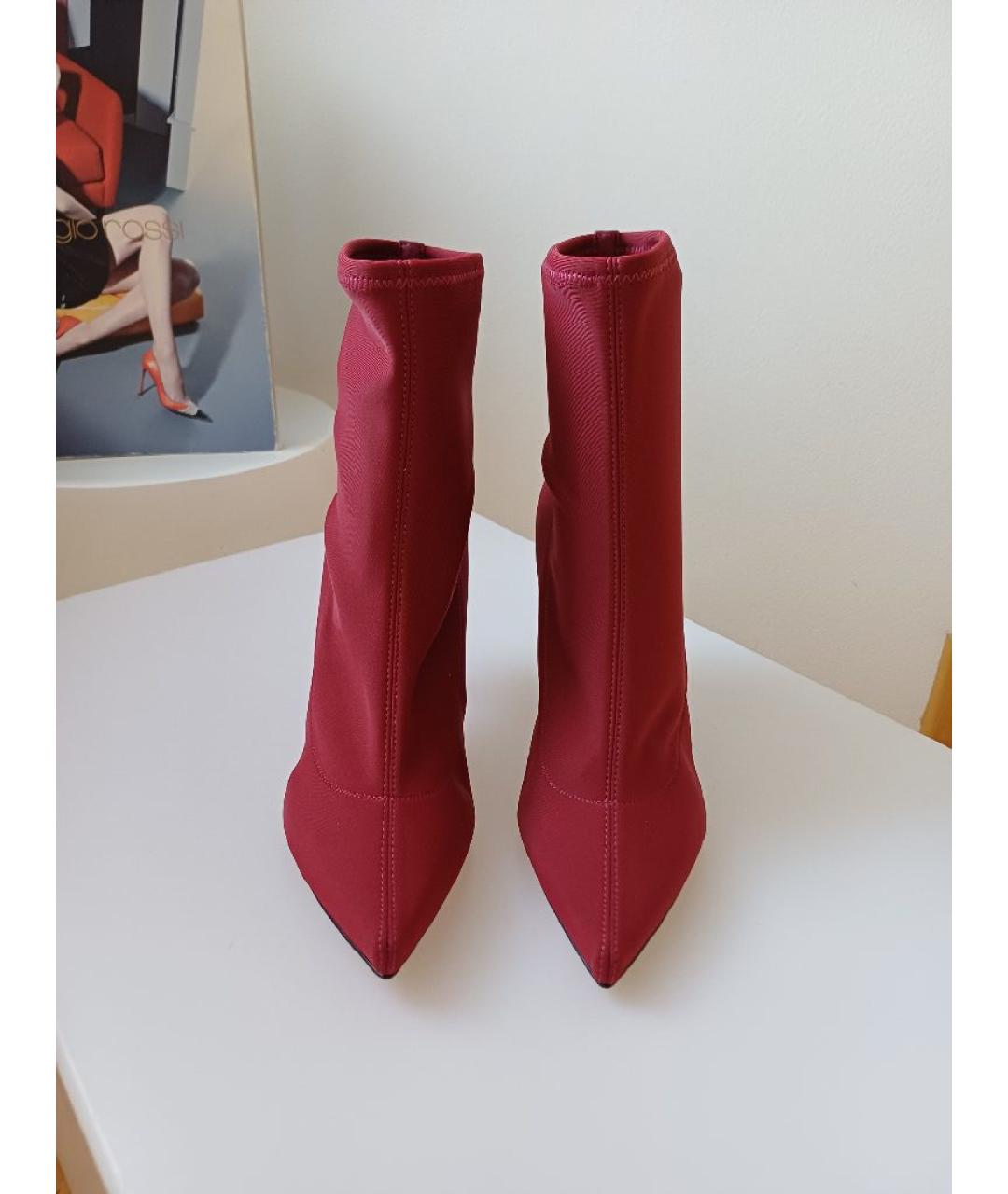 SERGIO ROSSI Красные текстильные ботильоны, фото 6