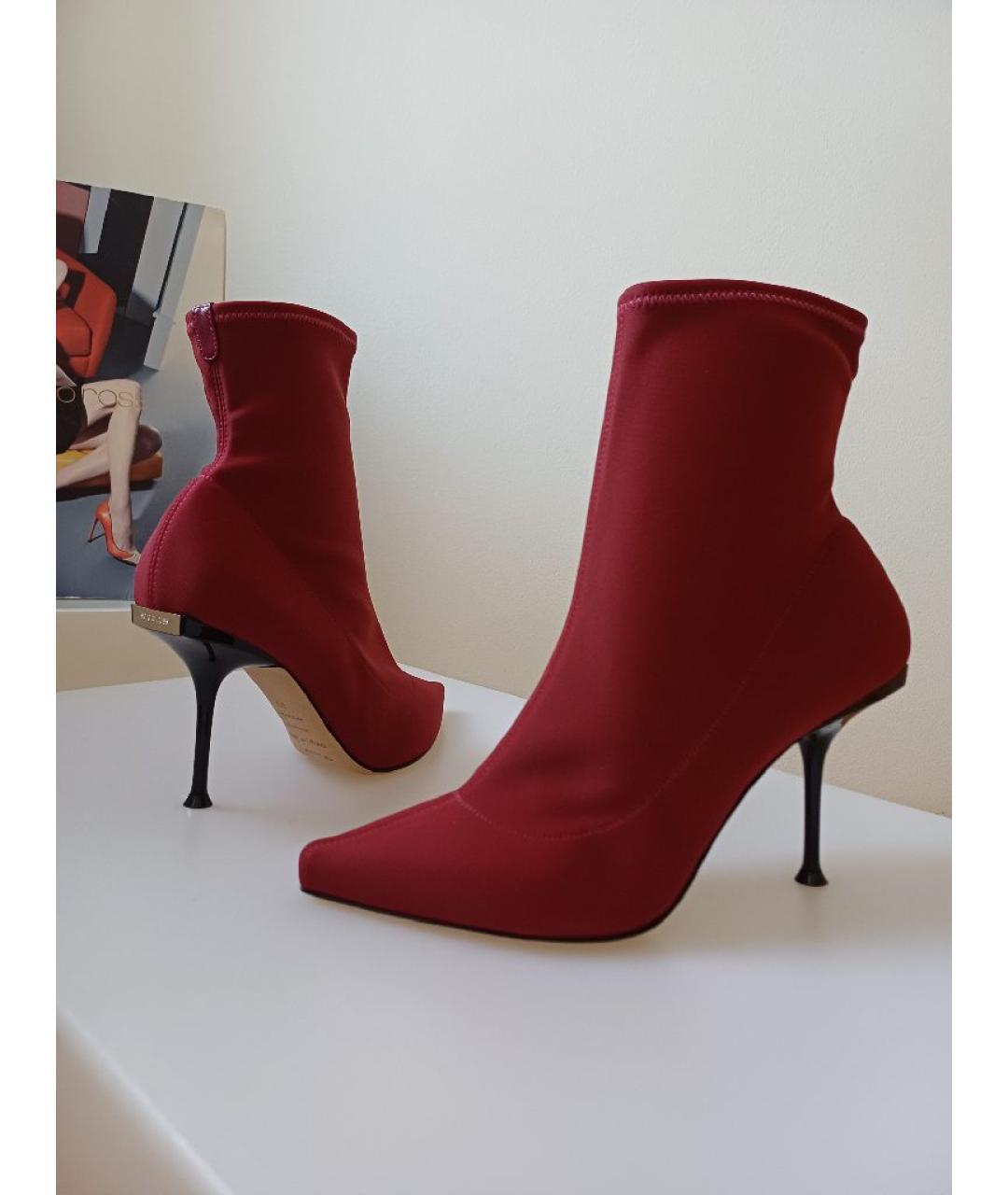 SERGIO ROSSI Красные текстильные ботильоны, фото 4