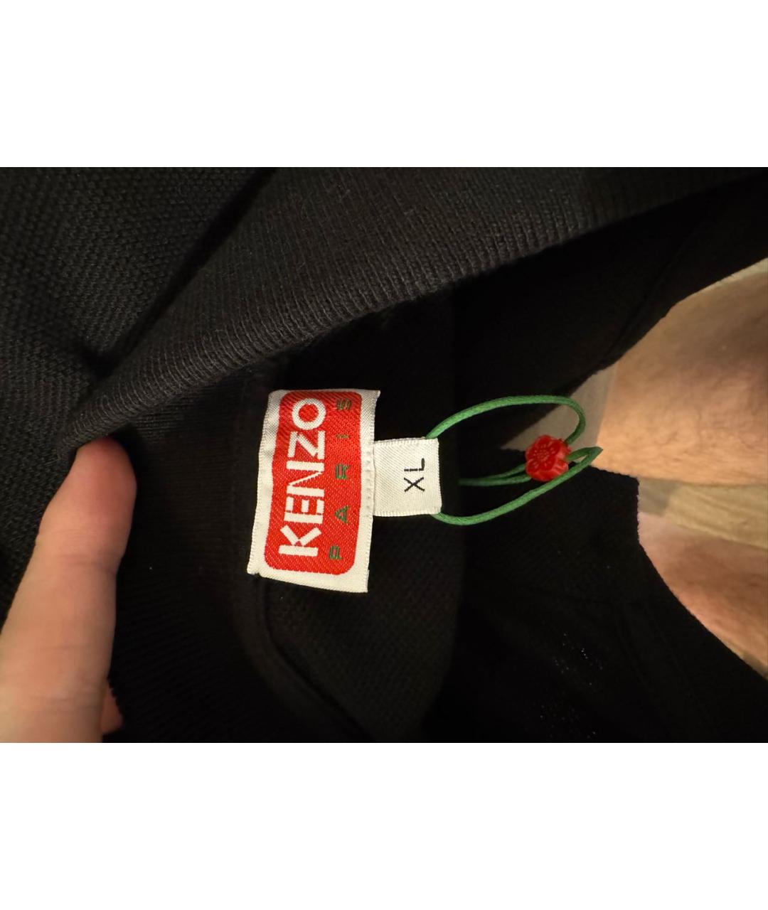 KENZO Черное хлопковое поло с коротким рукавом, фото 4