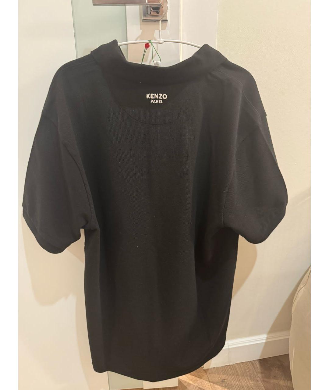 KENZO Черное хлопковое поло с коротким рукавом, фото 2