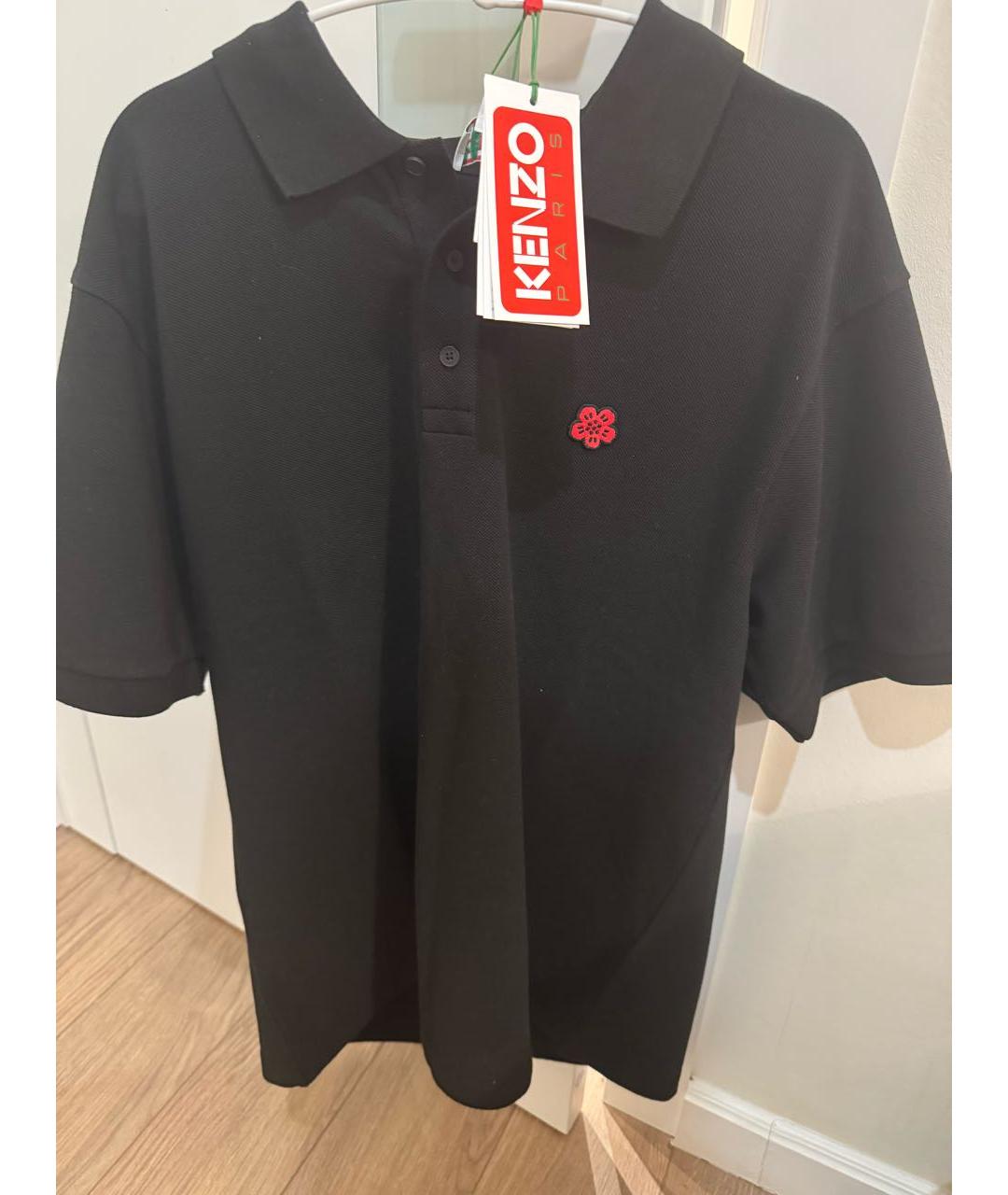 KENZO Черное хлопковое поло с коротким рукавом, фото 5