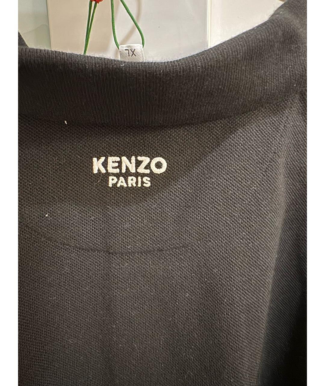 KENZO Черное хлопковое поло с коротким рукавом, фото 3
