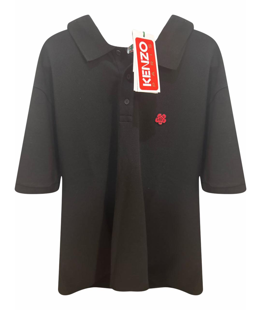 KENZO Черное хлопковое поло с коротким рукавом, фото 1