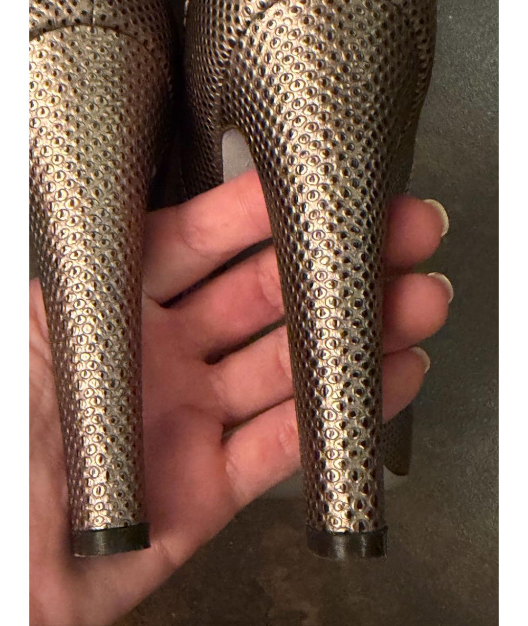 SERGIO ROSSI Золотые кожаные ботфорты, фото 6