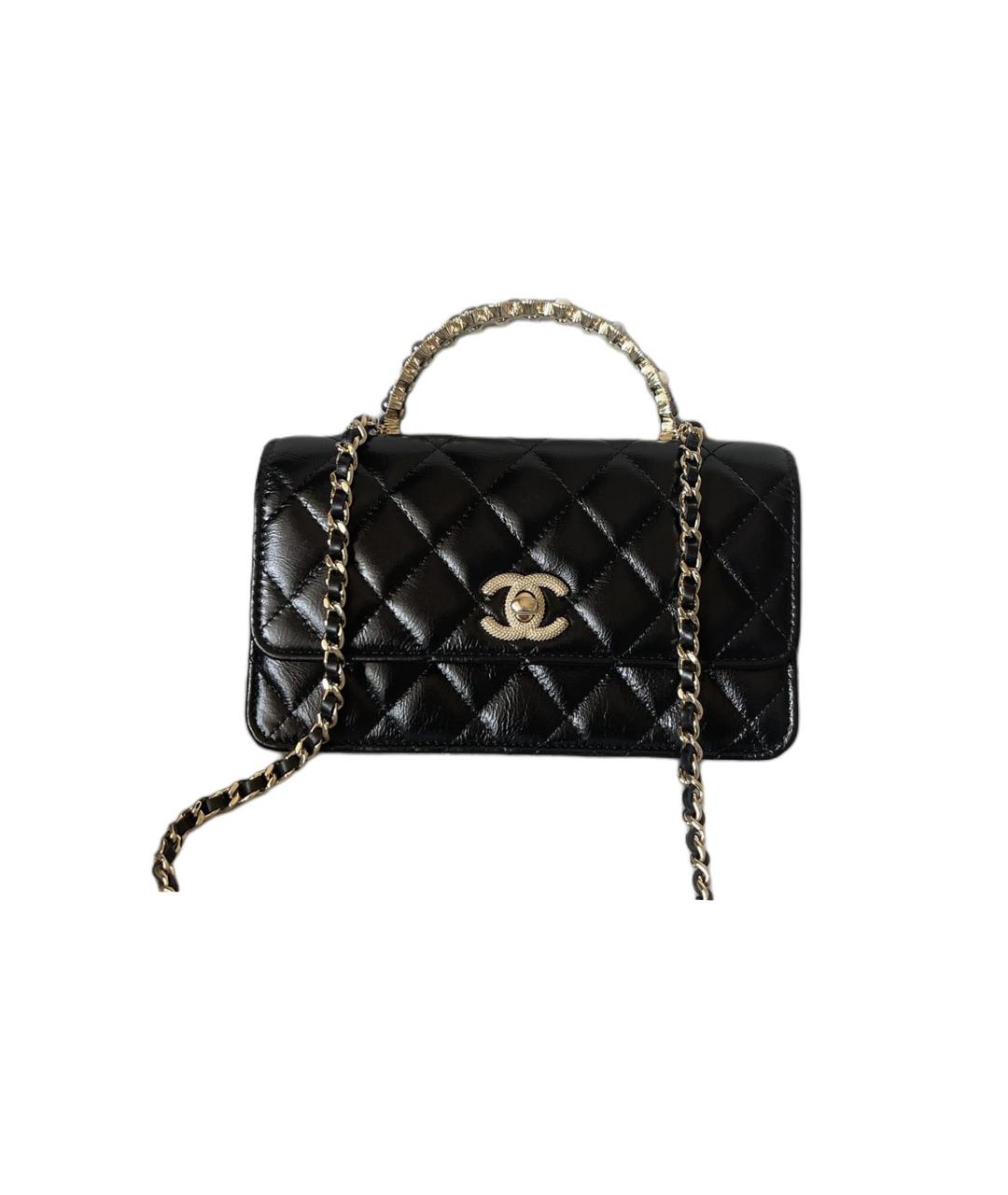 CHANEL Черная кожаная сумка через плечо, фото 6