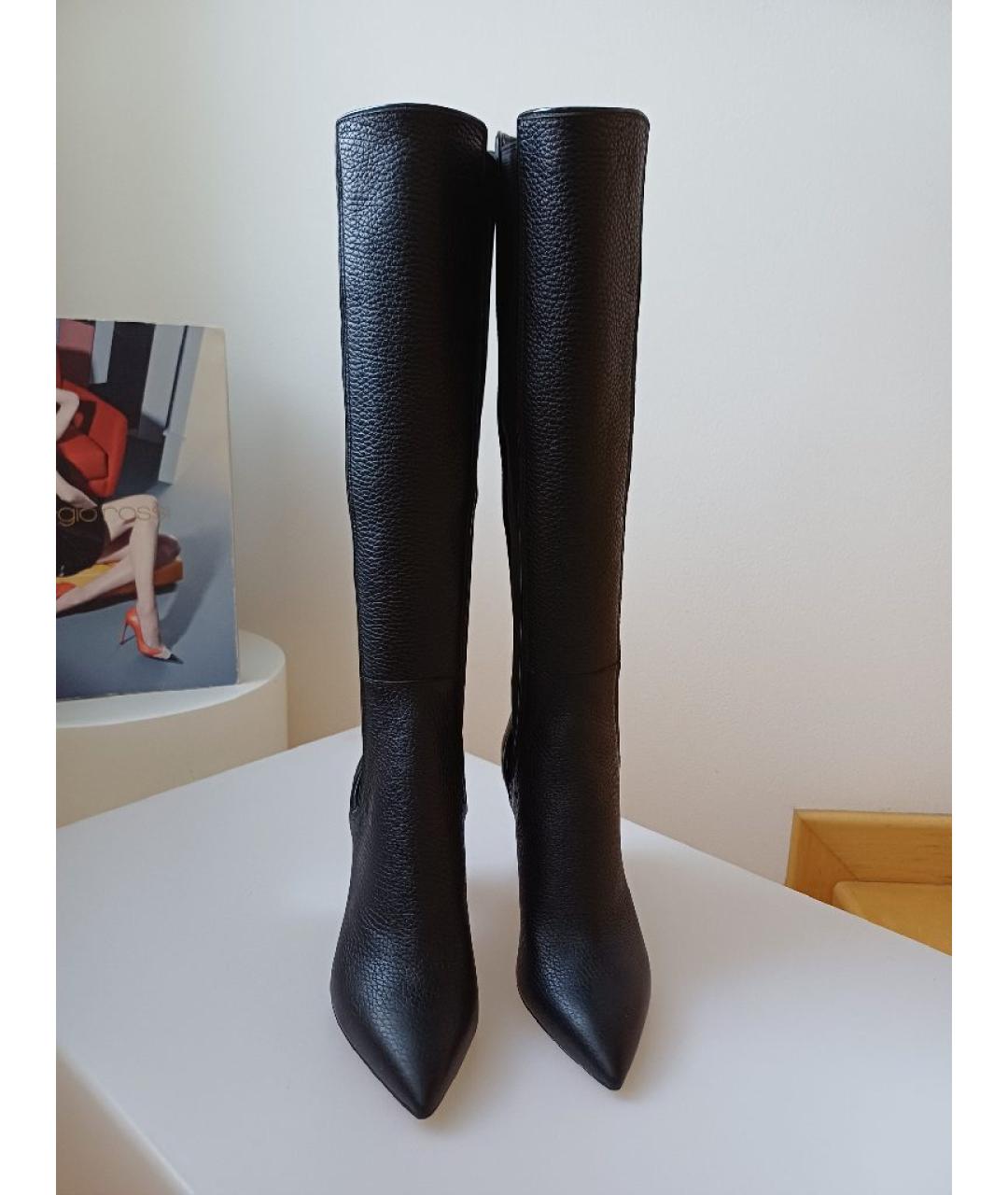 POLLINI Черные кожаные сапоги, фото 6