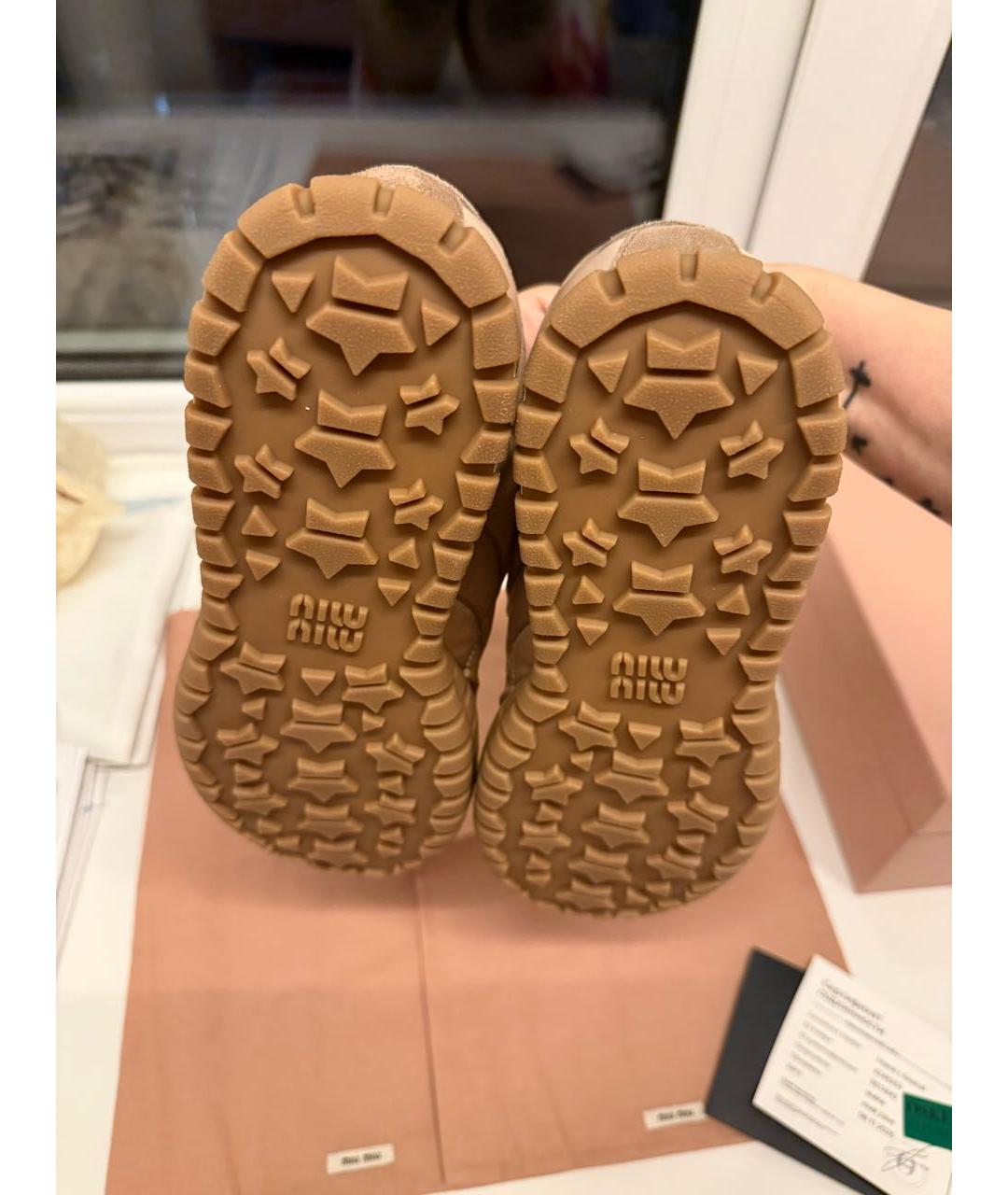 MIU MIU Бежевые текстильные кроссовки, фото 6