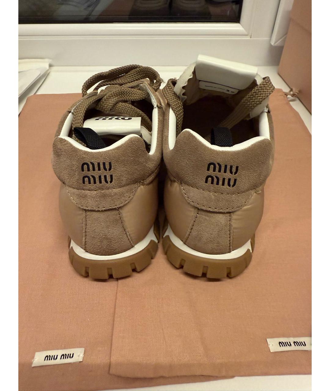 MIU MIU Бежевые текстильные кроссовки, фото 3