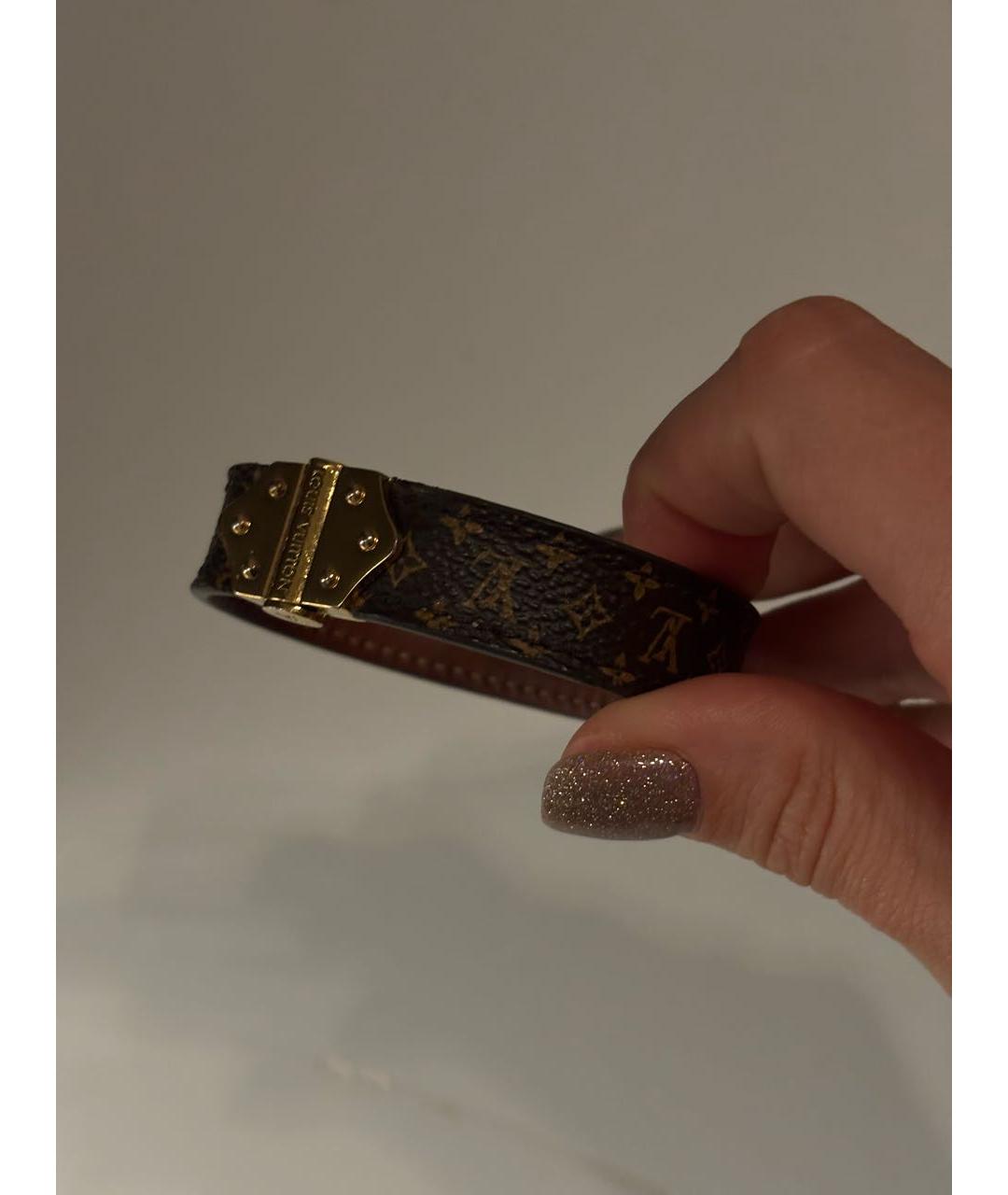 LOUIS VUITTON Коричневый кожаный браслет, фото 5