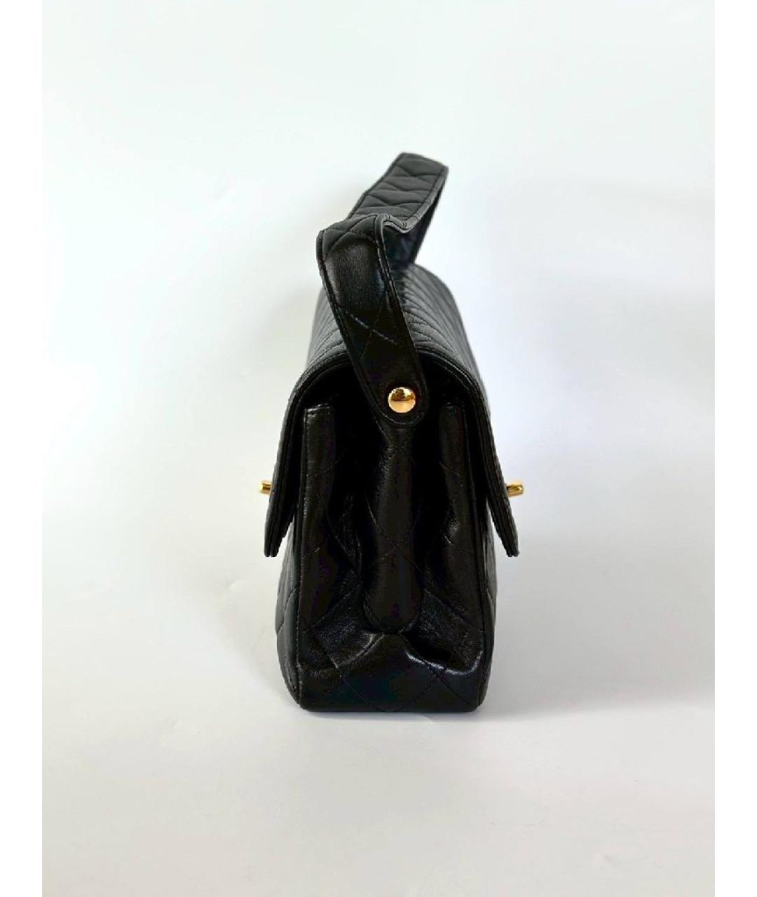 CHANEL Черная кожаная сумка с короткими ручками, фото 4