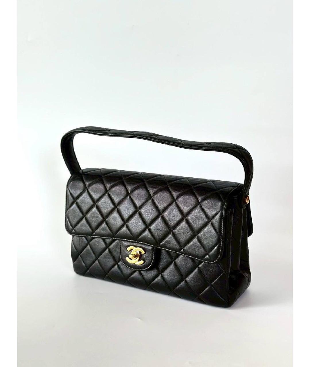 CHANEL Черная кожаная сумка с короткими ручками, фото 2