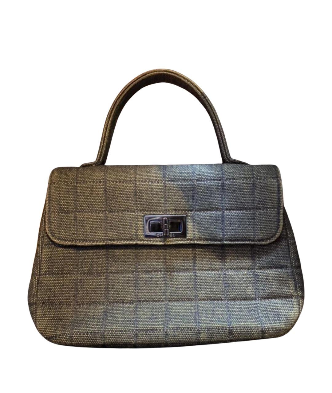 CHANEL Темно-синяя деним сумка с короткими ручками, фото 1