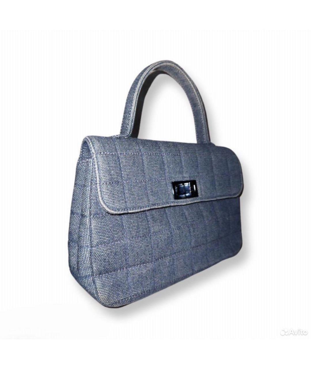 CHANEL Темно-синяя деним сумка с короткими ручками, фото 2