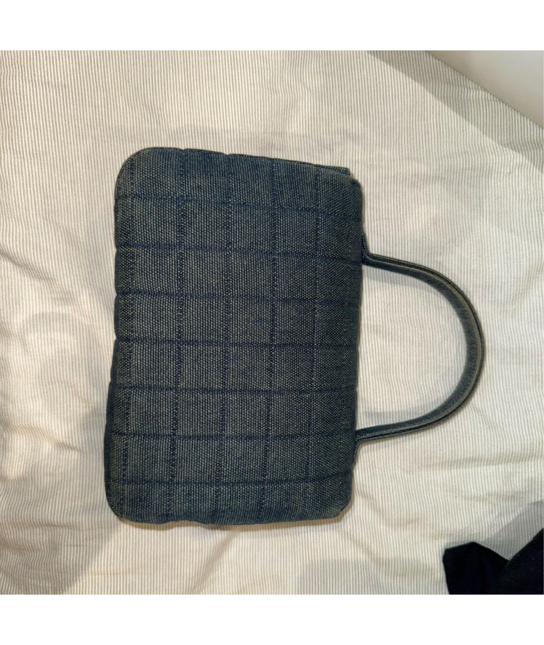 CHANEL Темно-синяя деним сумка с короткими ручками, фото 3