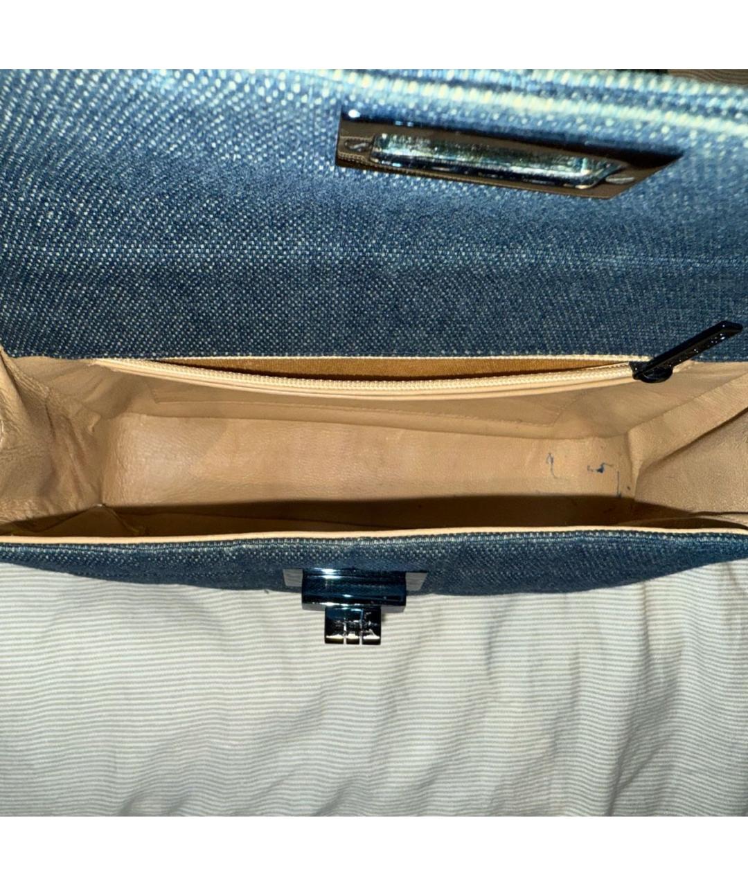 CHANEL Темно-синяя деним сумка с короткими ручками, фото 4