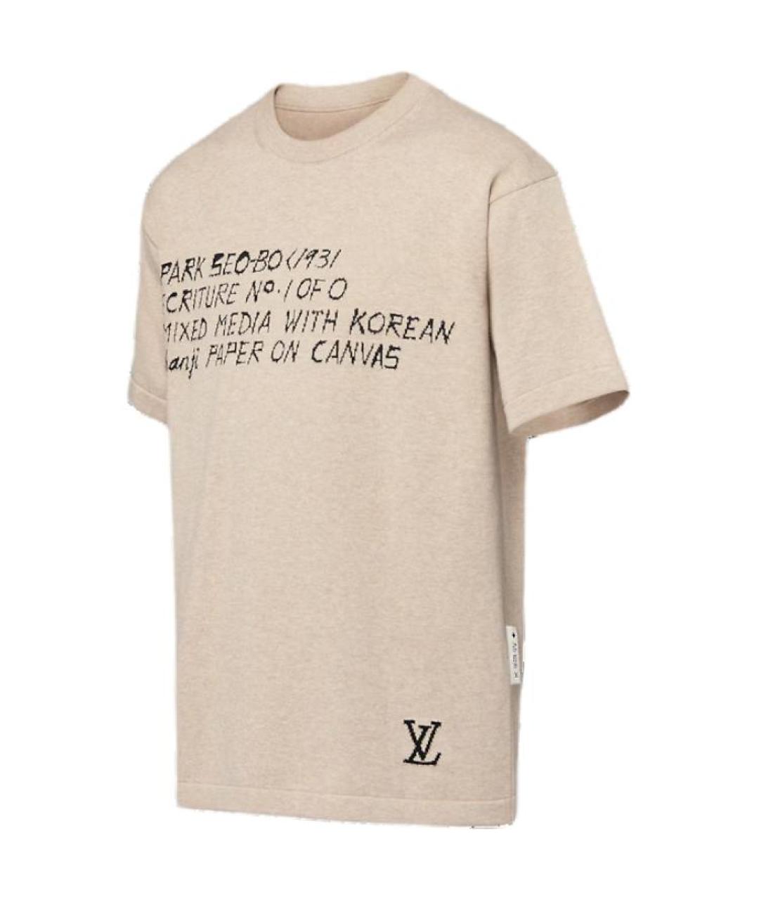 LOUIS VUITTON Бежевая хлопковая футболка, фото 3