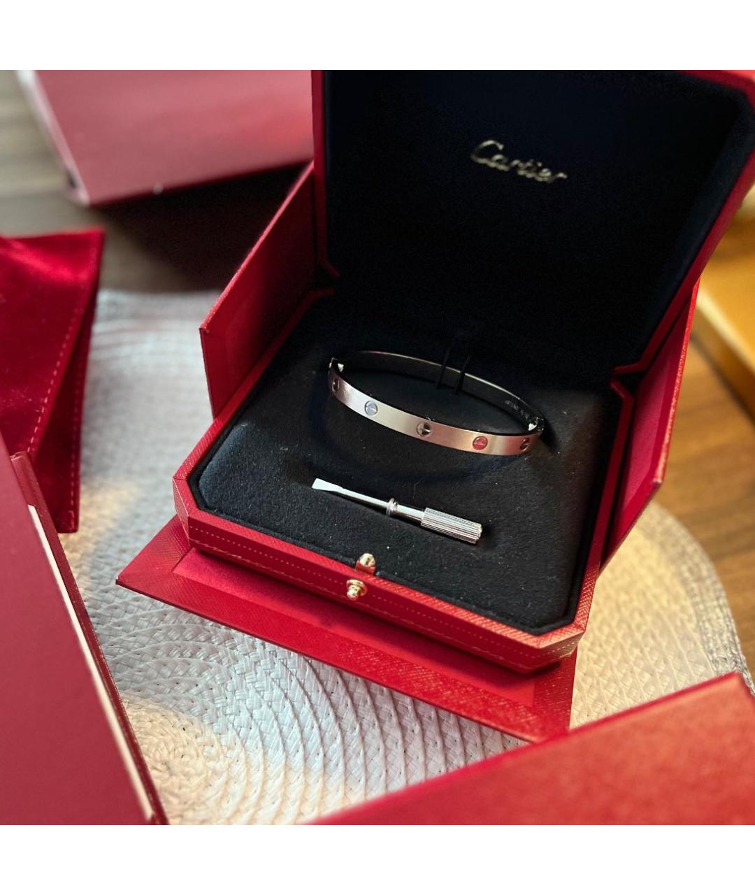 CARTIER Серебрянный платиновый браслет, фото 2