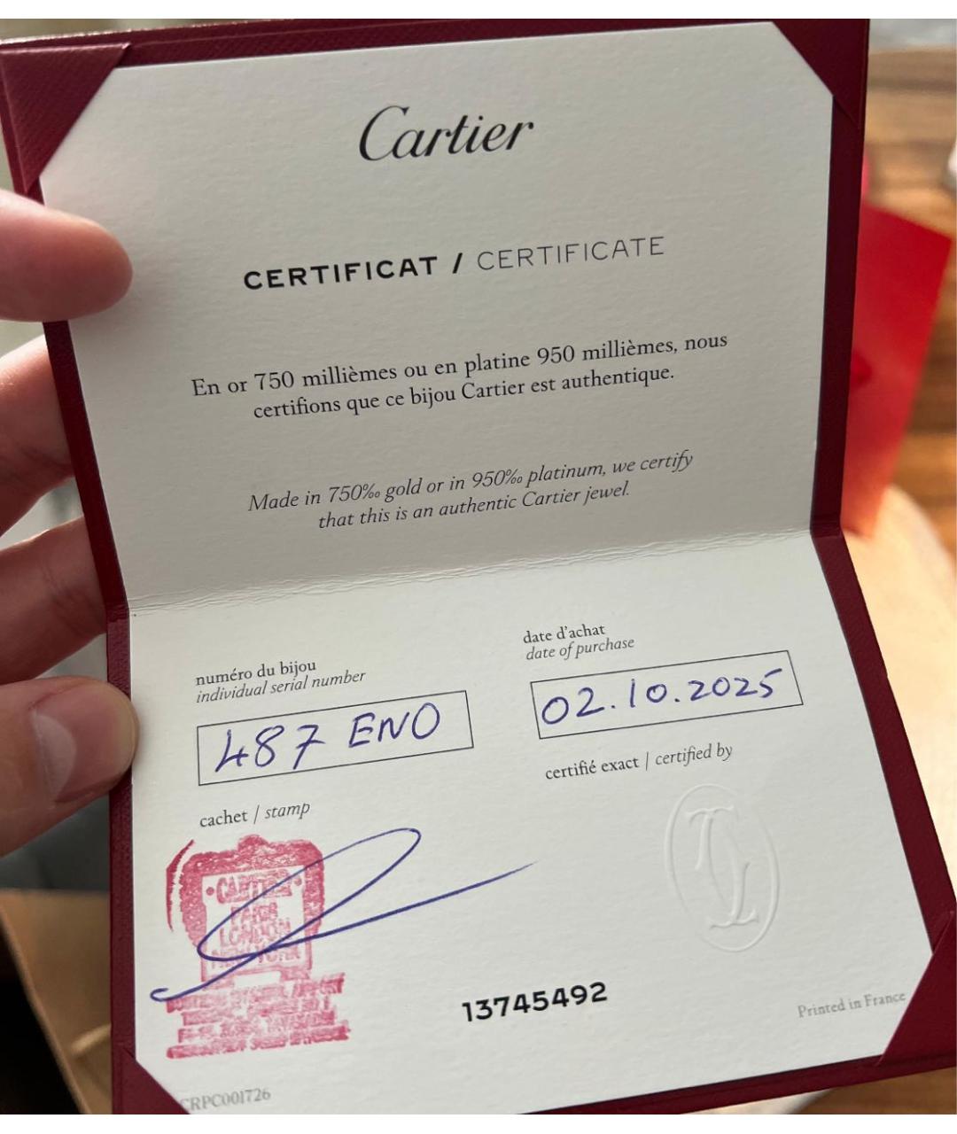 CARTIER Серебрянный платиновый браслет, фото 5