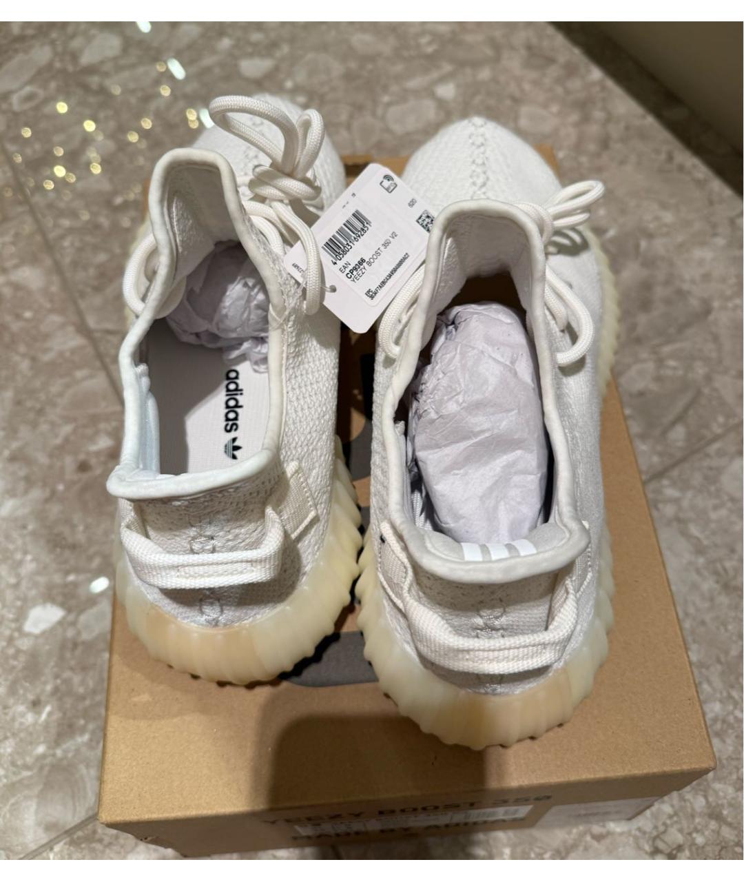 ADIDAS YEEZY Белые текстильные низкие кроссовки / кеды, фото 3