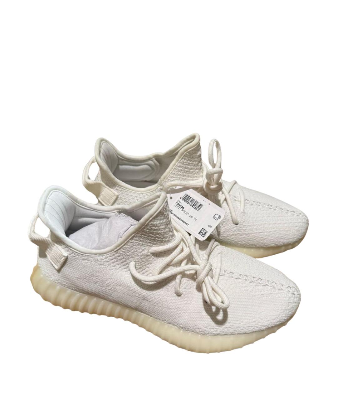 ADIDAS YEEZY Белые текстильные низкие кроссовки / кеды, фото 1