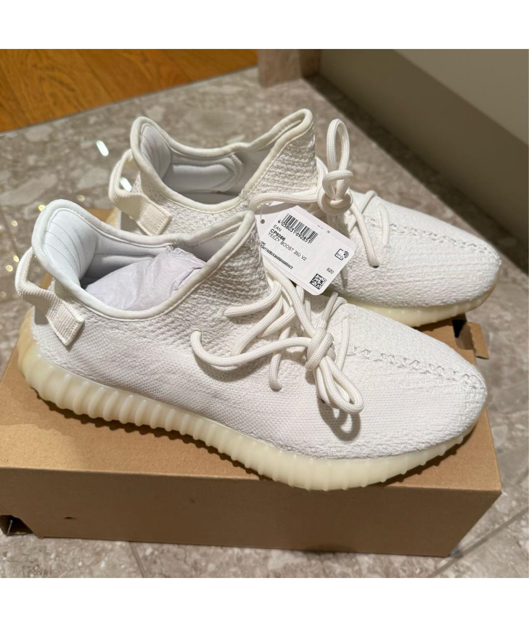 ADIDAS YEEZY Белые текстильные низкие кроссовки / кеды, фото 5
