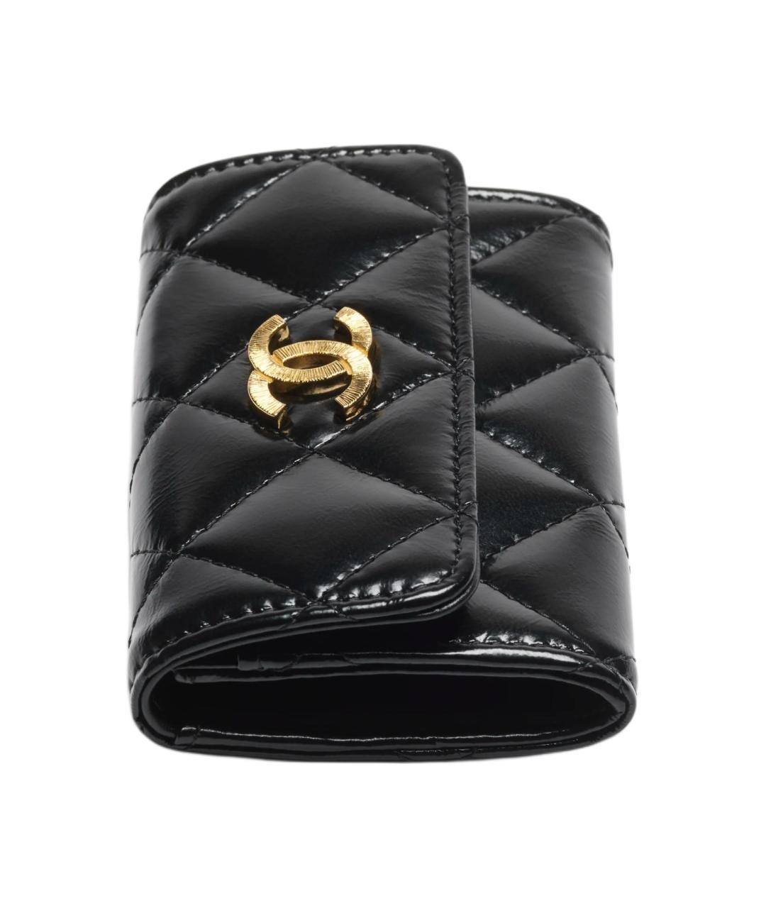 CHANEL Черный кардхолдер из лакированной кожи, фото 2