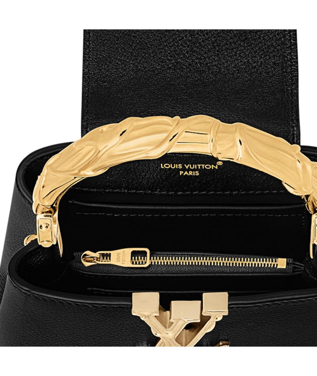 LOUIS VUITTON Черная кожаная сумка через плечо, фото 3