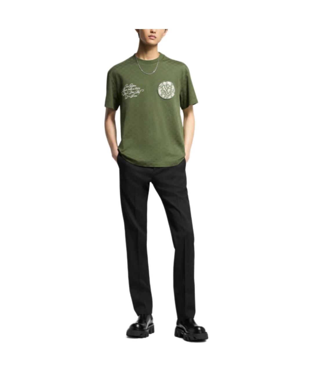 LOUIS VUITTON Зеленая хлопковая футболка, фото 2