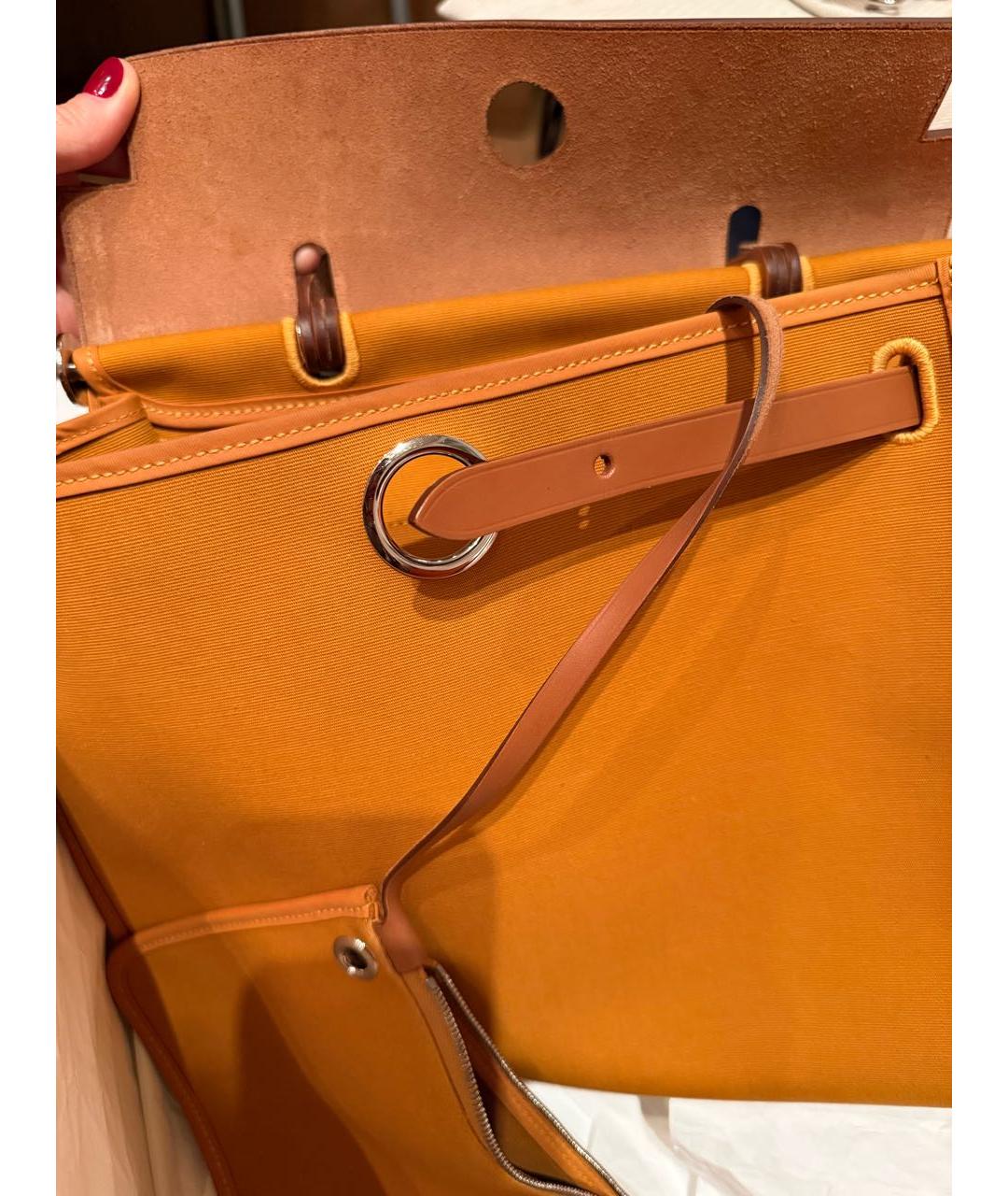 HERMES Оранжевая кожаная сумка через плечо, фото 4