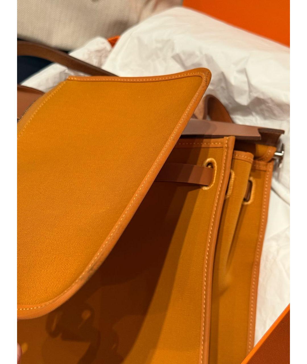 HERMES Оранжевая кожаная сумка через плечо, фото 6