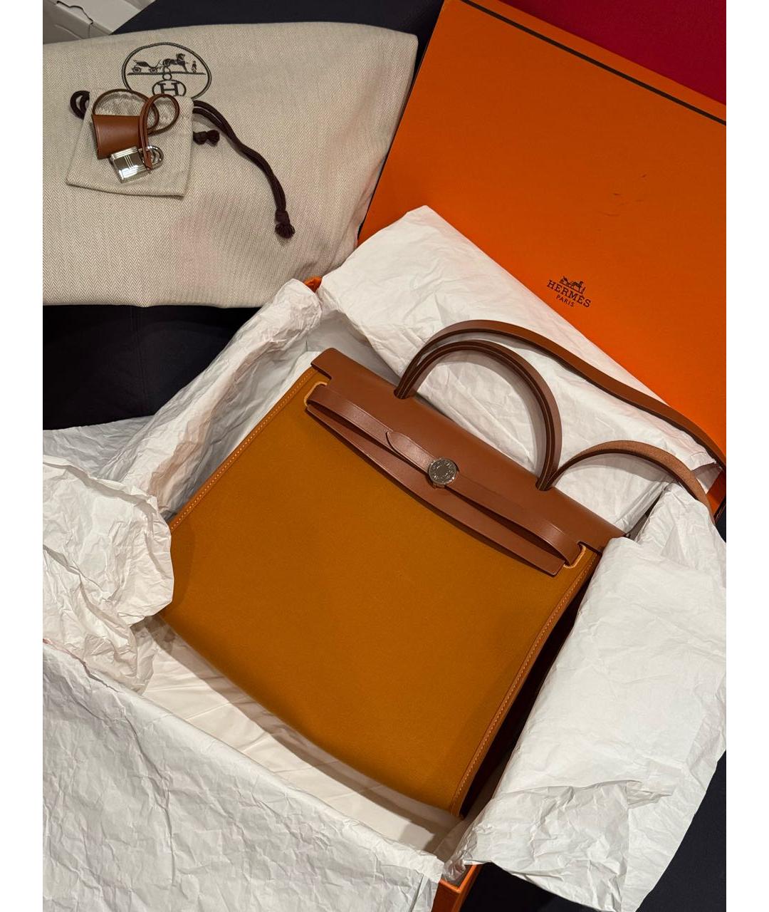 HERMES Оранжевая кожаная сумка через плечо, фото 9