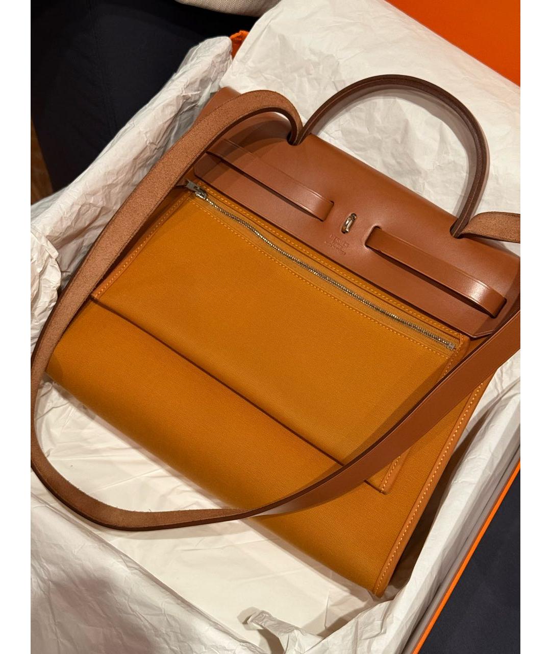 HERMES Оранжевая кожаная сумка через плечо, фото 3