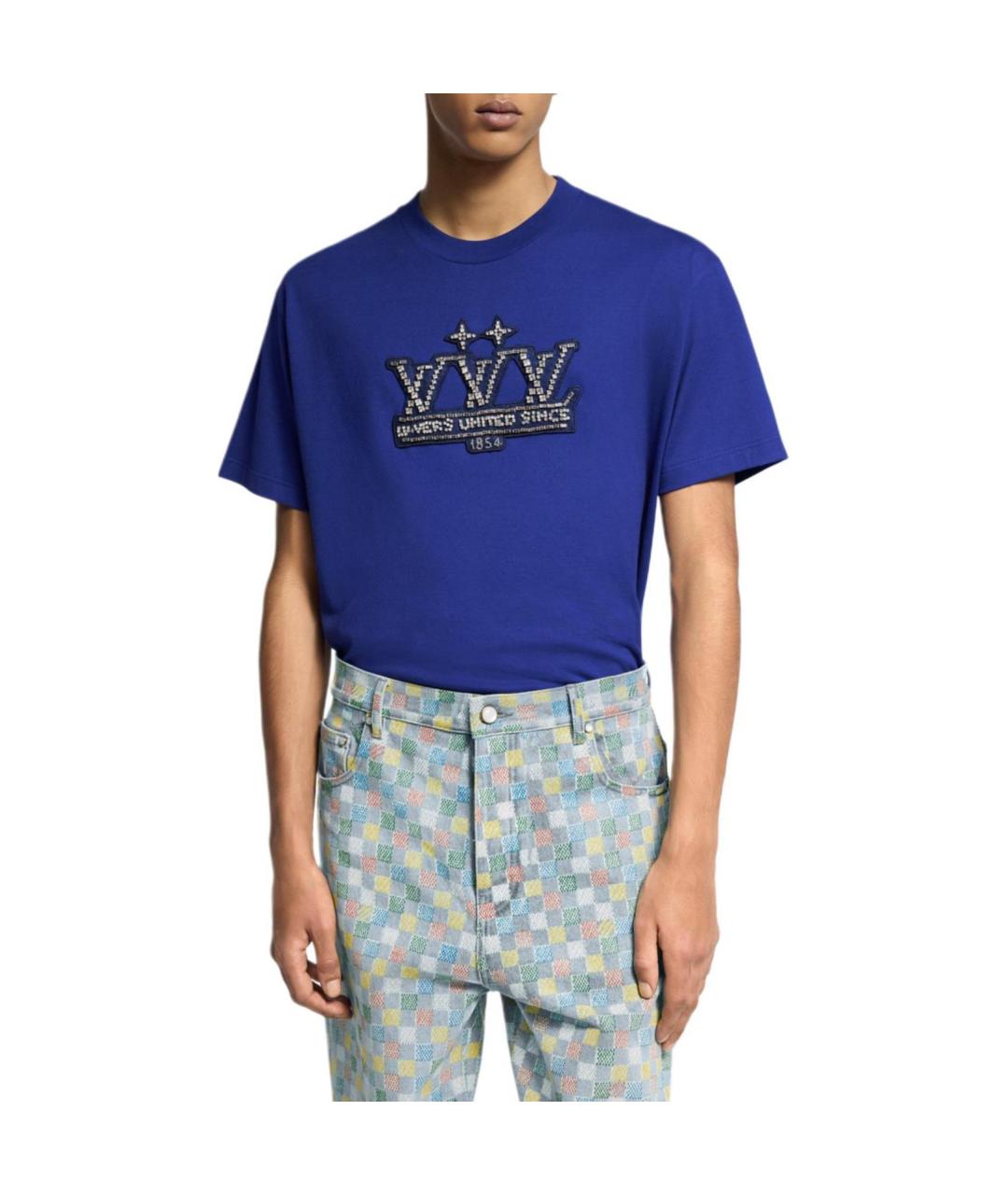 LOUIS VUITTON Синяя хлопковая футболка, фото 4