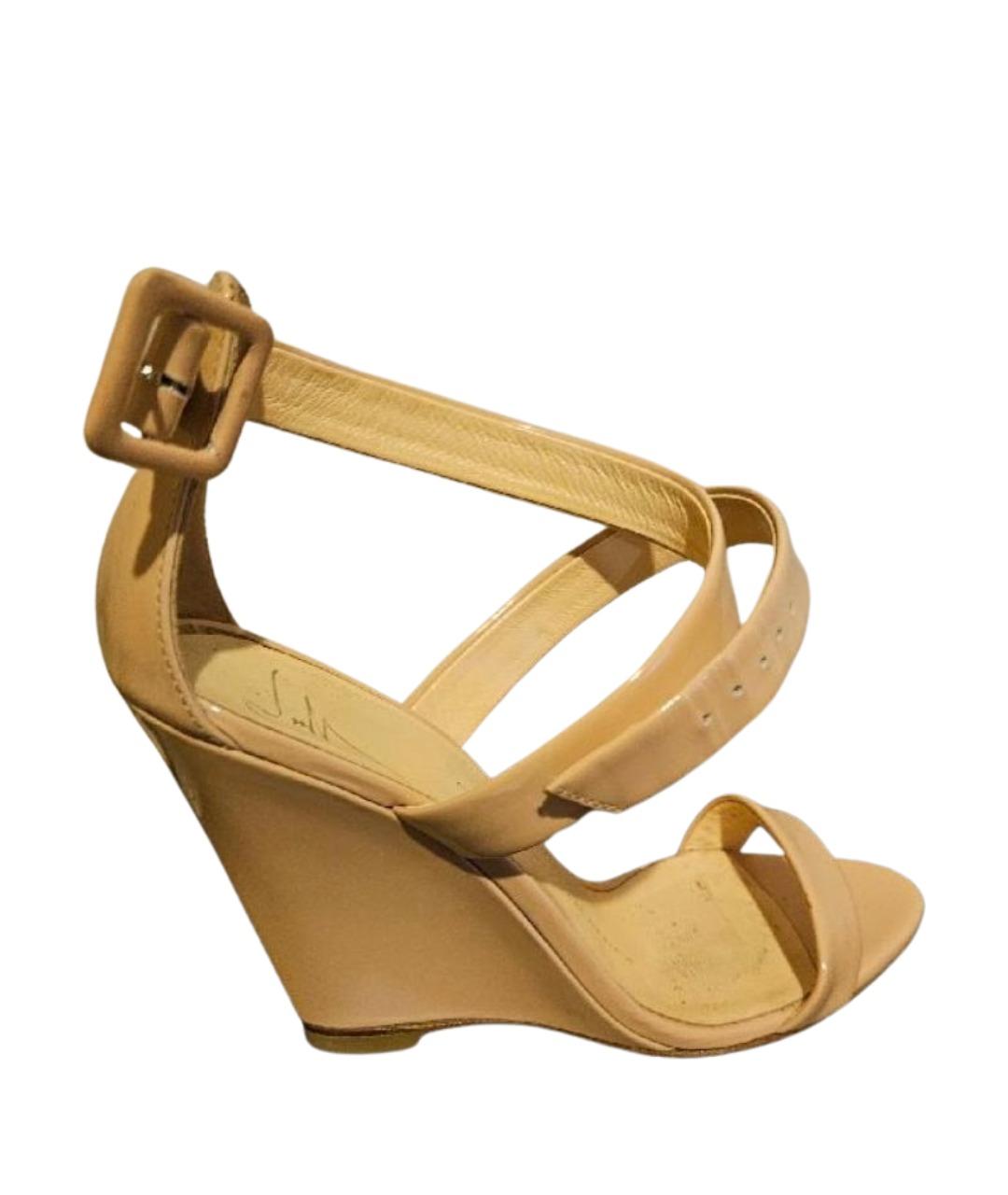 GIUSEPPE ZANOTTI DESIGN Бежевые босоножки из лакированной кожи, фото 1