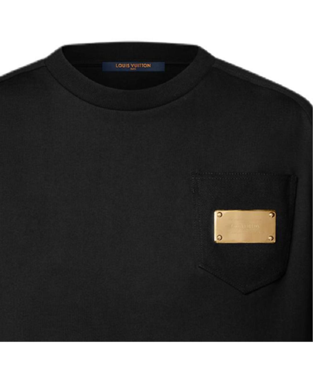 LOUIS VUITTON Черная хлопковая футболка, фото 4