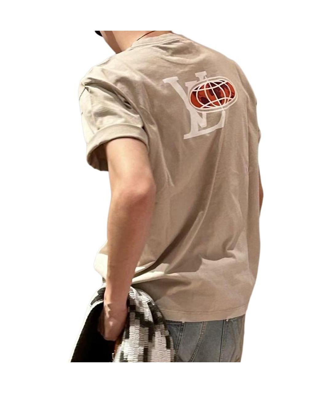 LOUIS VUITTON Бежевая хлопковая футболка, фото 5