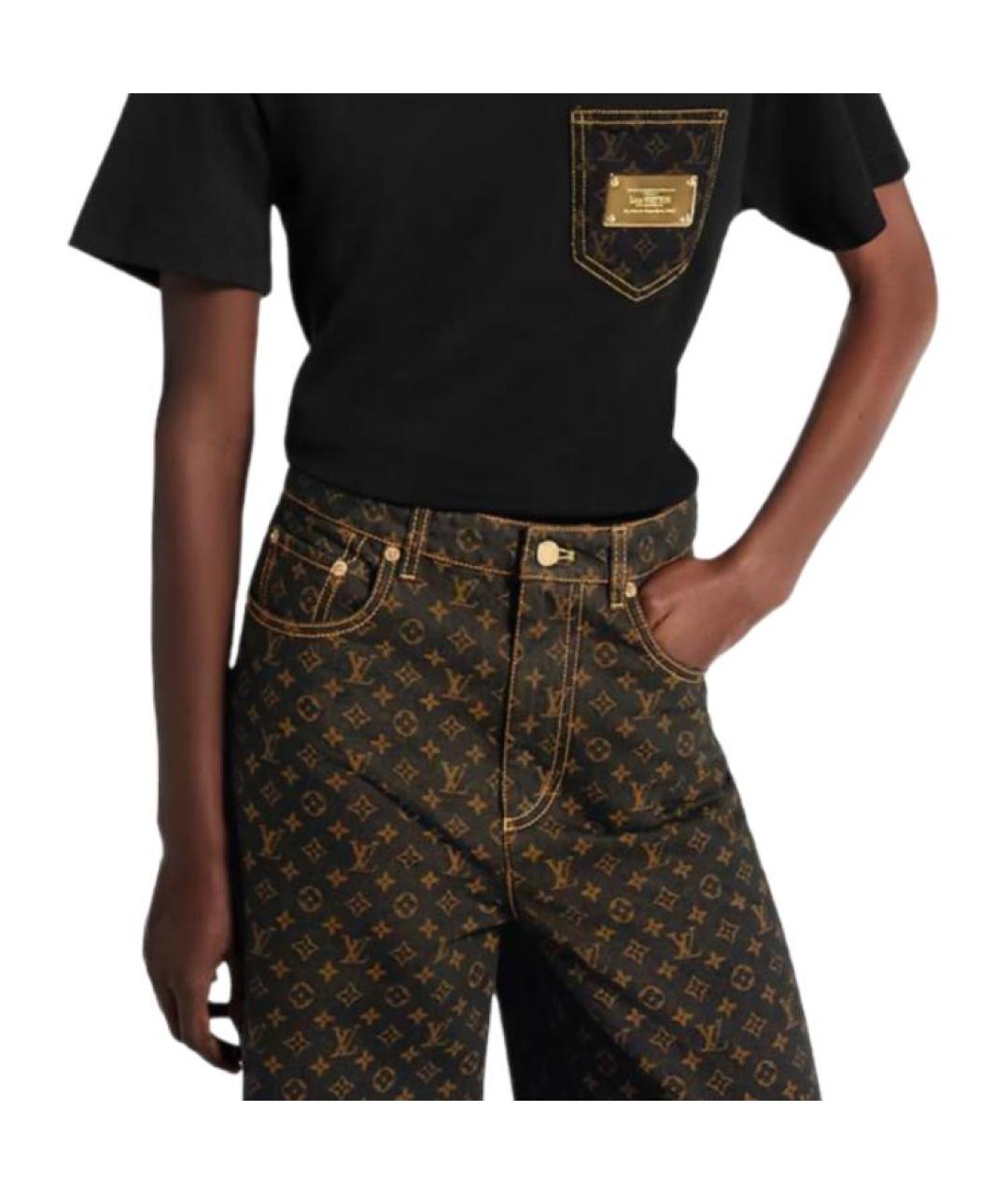 LOUIS VUITTON Черная хлопковая футболка, фото 4