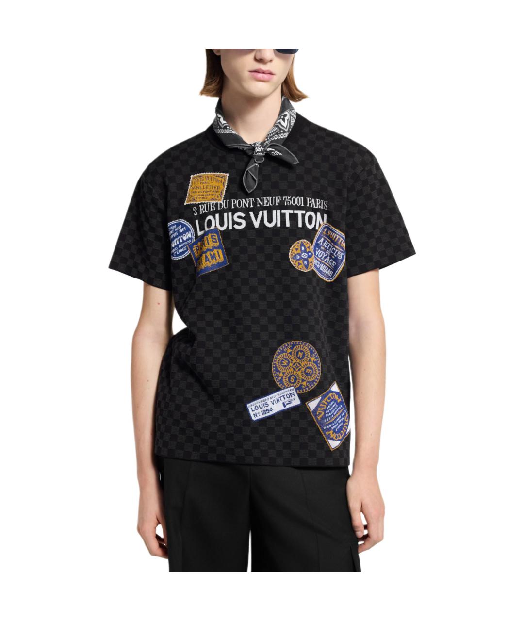 LOUIS VUITTON Черная хлопковая футболка, фото 3