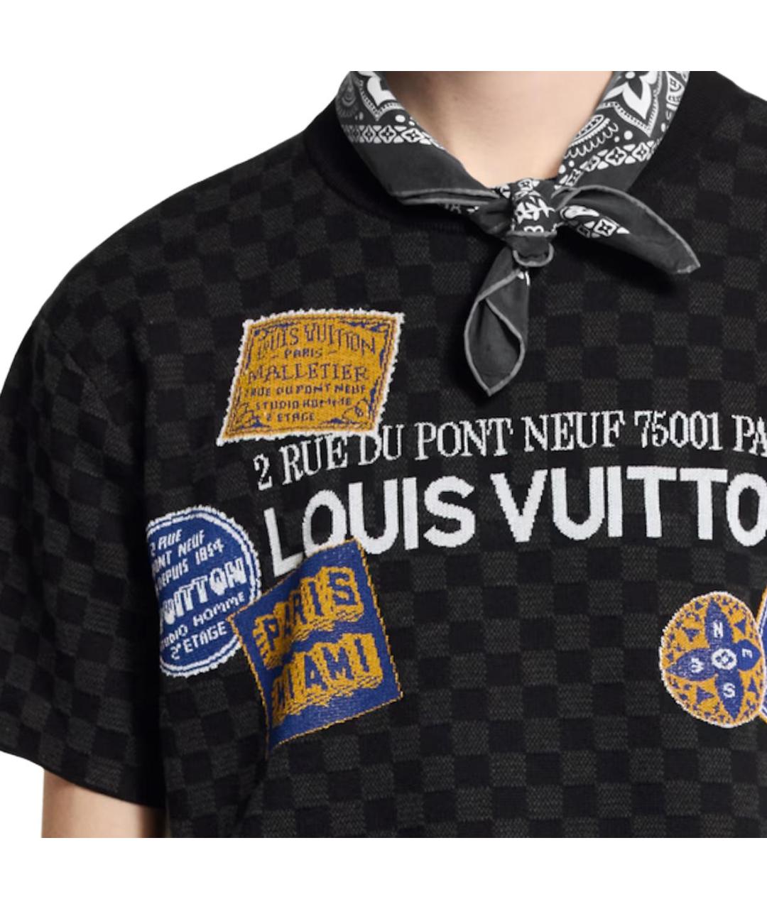 LOUIS VUITTON Черная хлопковая футболка, фото 5