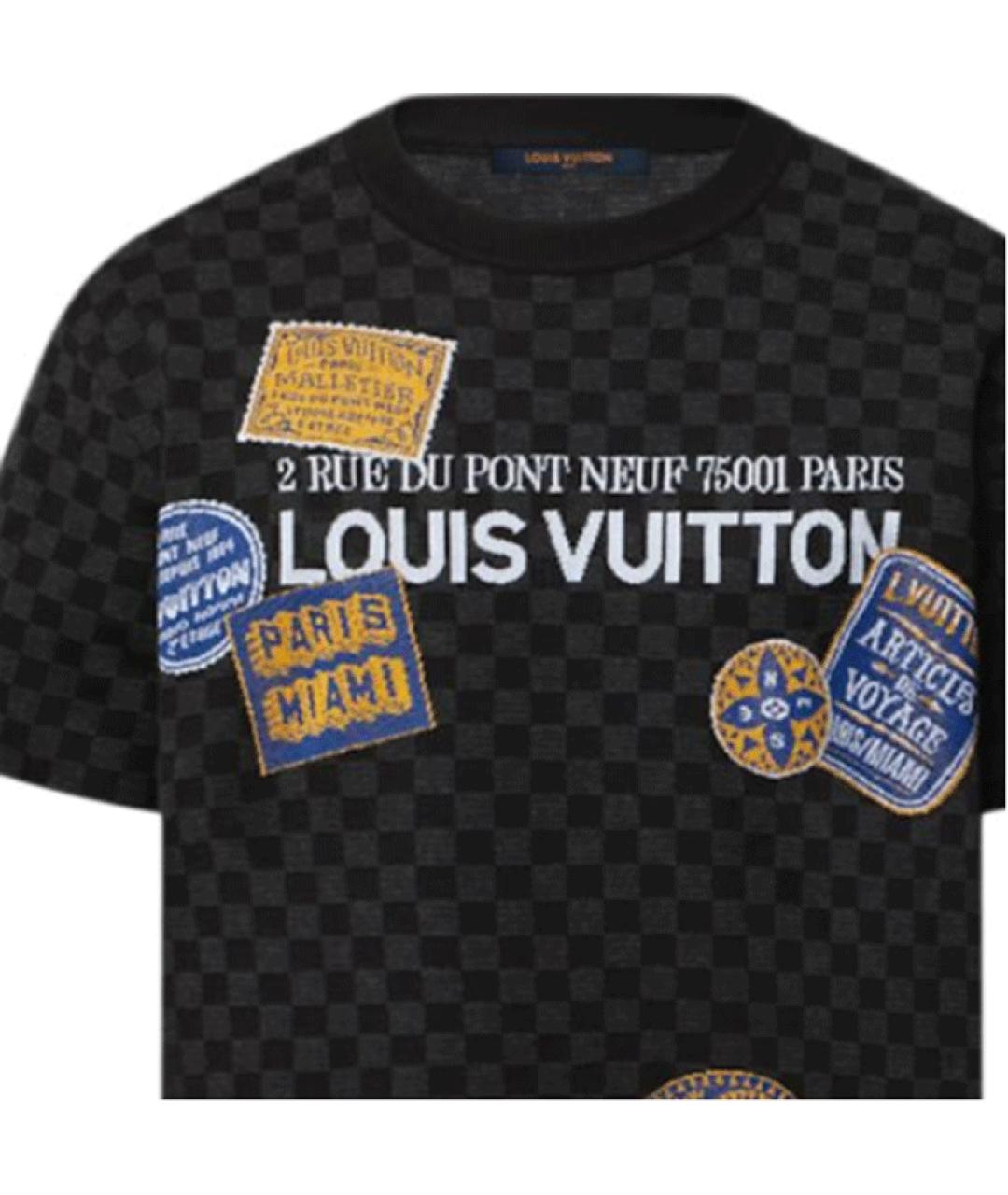 LOUIS VUITTON Черная хлопковая футболка, фото 2