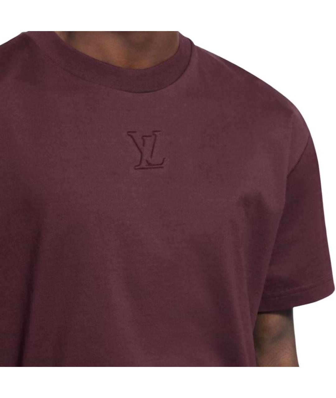 LOUIS VUITTON Бордовая хлопковая футболка, фото 2