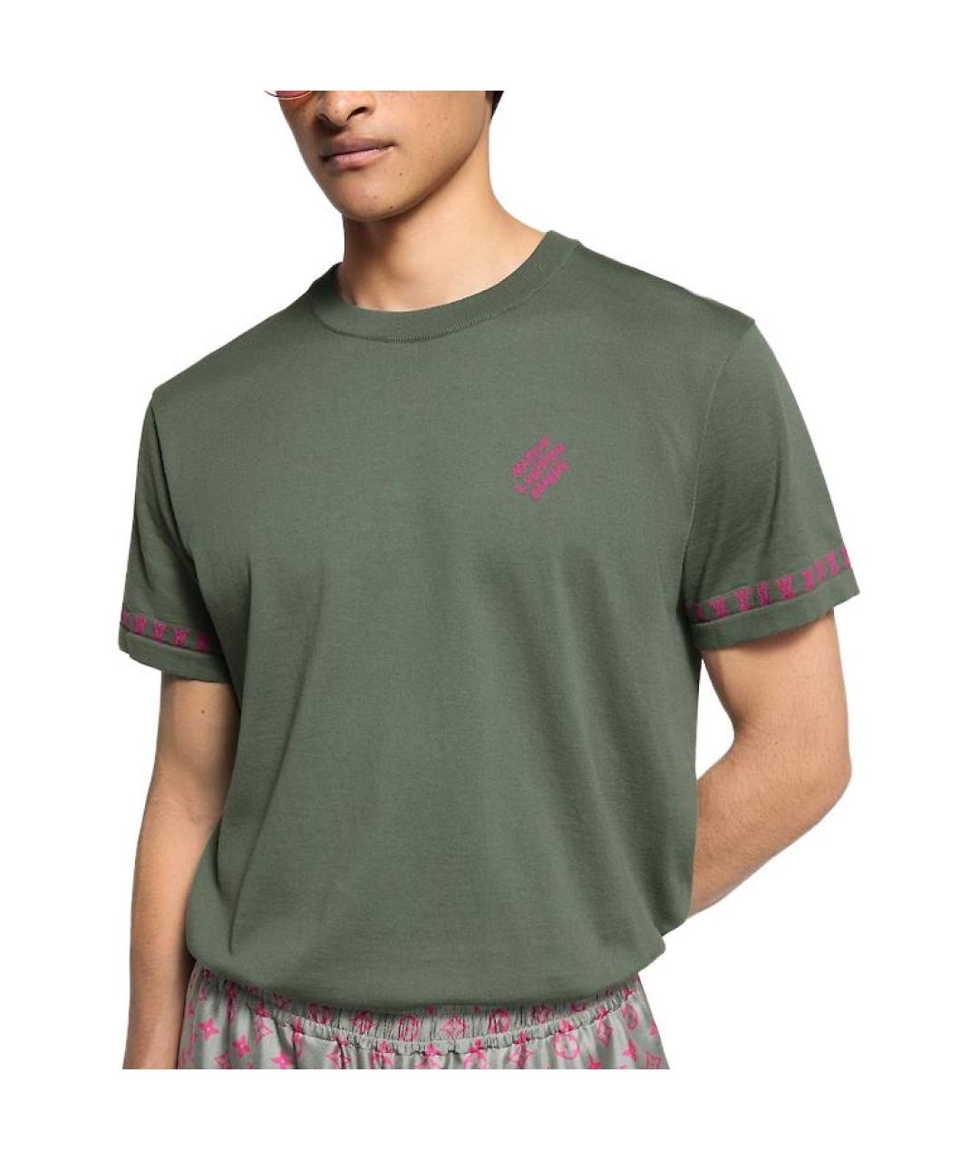 LOUIS VUITTON Зеленая хлопковая футболка, фото 3