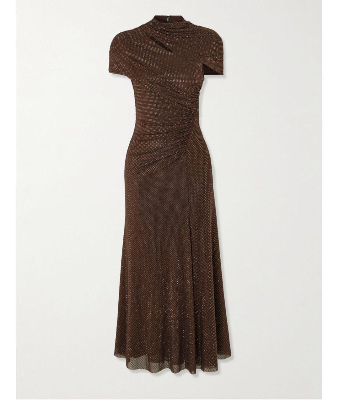SELF-PORTRAIT Коричневое полиэстеровое вечернее платье, фото 5