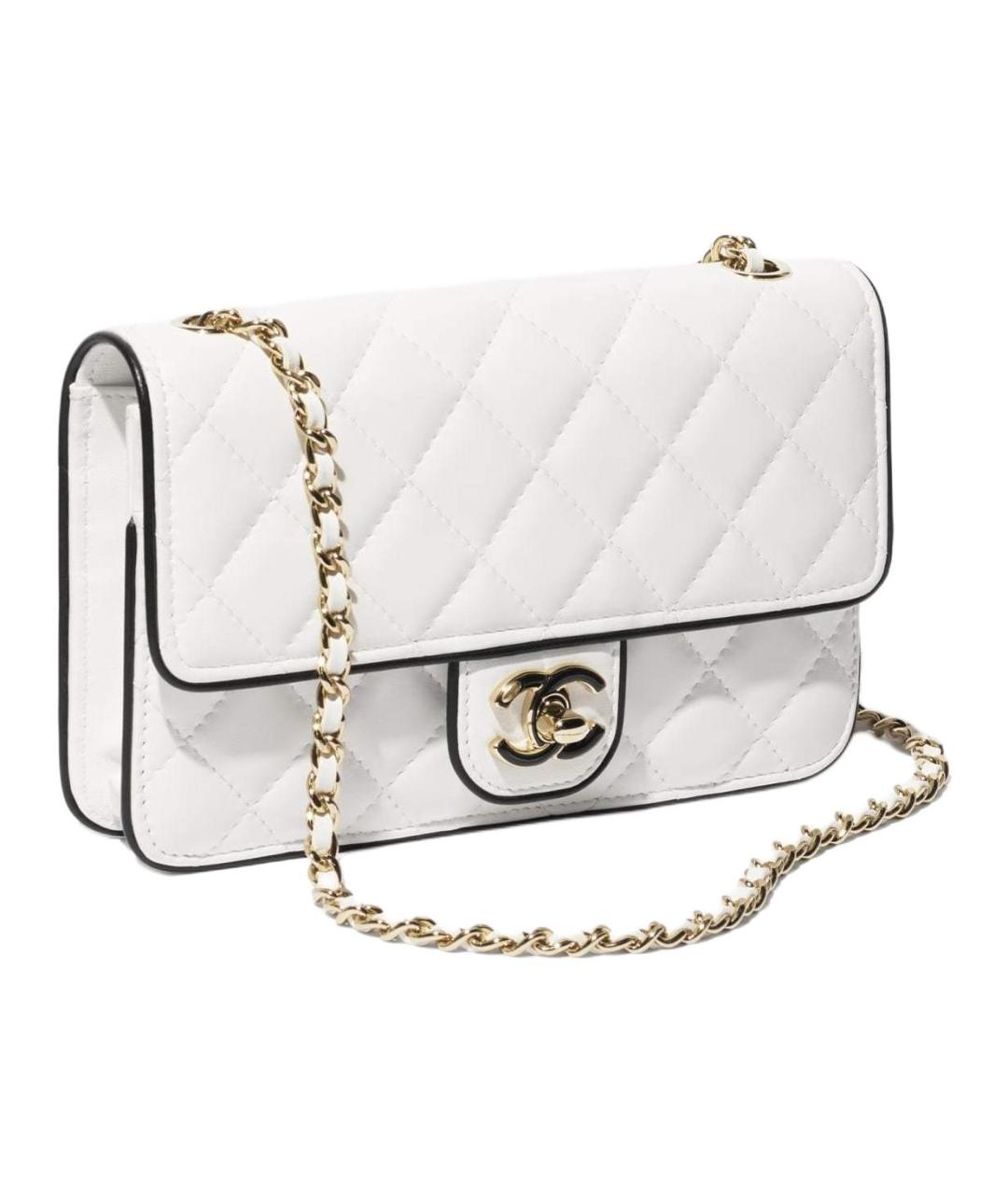 CHANEL Белая кожаная сумка через плечо, фото 2