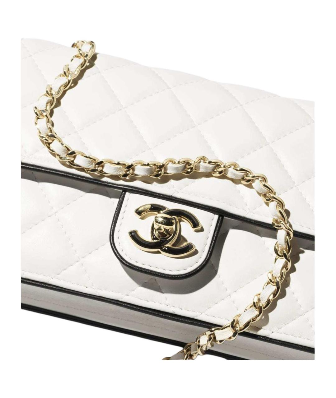 CHANEL Белая кожаная сумка через плечо, фото 4
