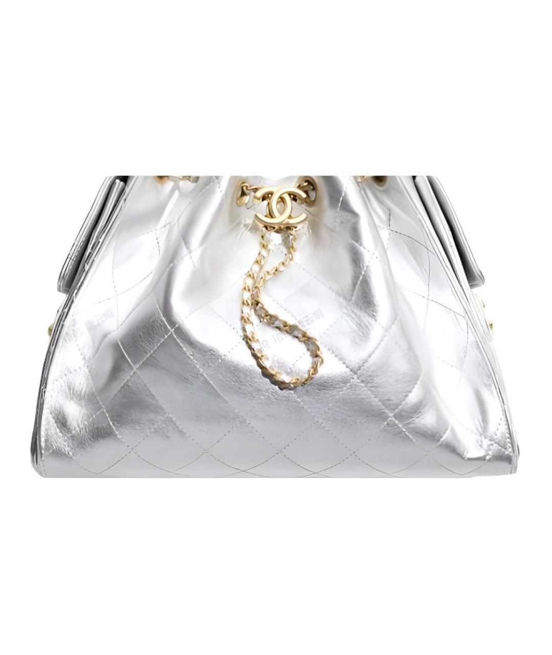 CHANEL Серебряная кожаная сумка через плечо, фото 3