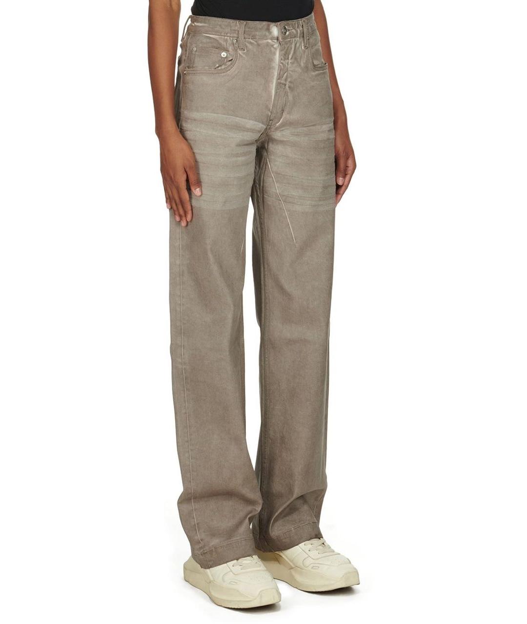 RICK OWENS Хаки хлопковые прямые джинсы, фото 3