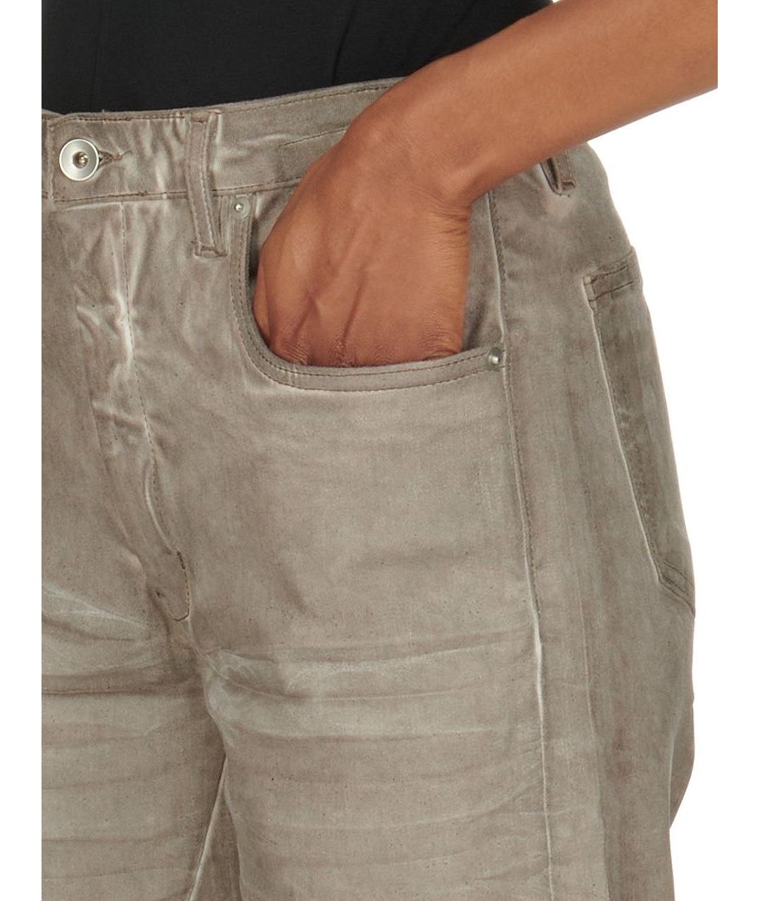 RICK OWENS Хаки хлопковые прямые джинсы, фото 4