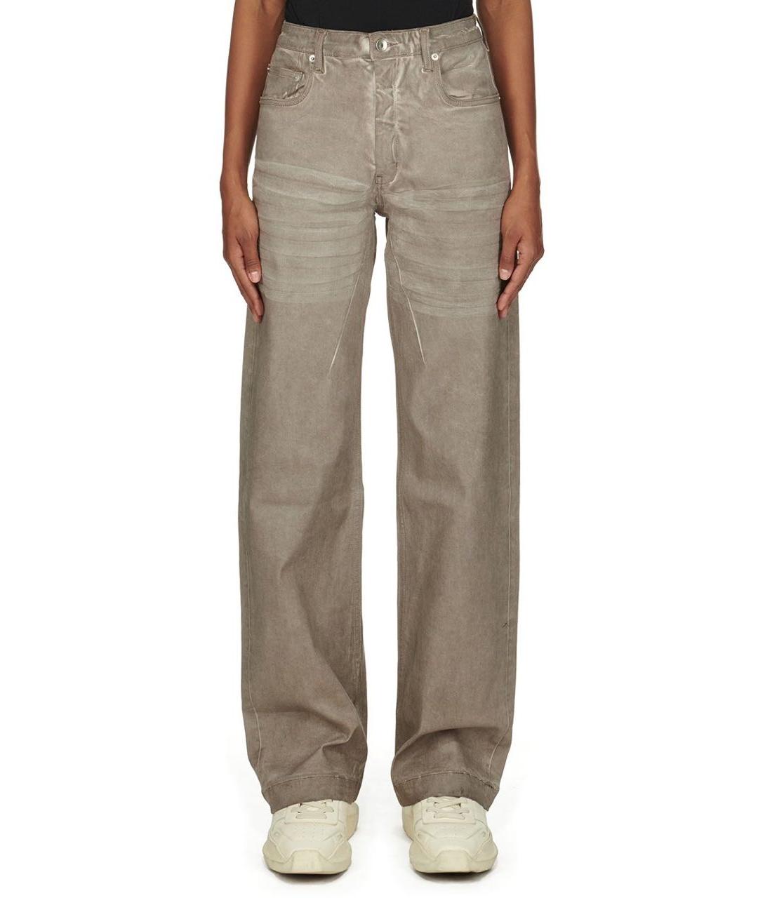 RICK OWENS Хаки хлопковые прямые джинсы, фото 2