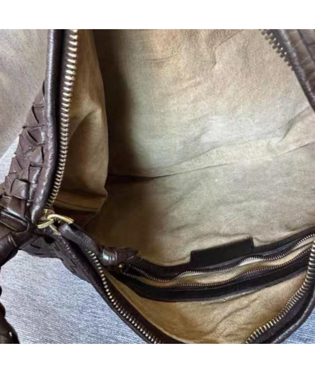 BOTTEGA VENETA Коричневая кожаная сумка через плечо, фото 6